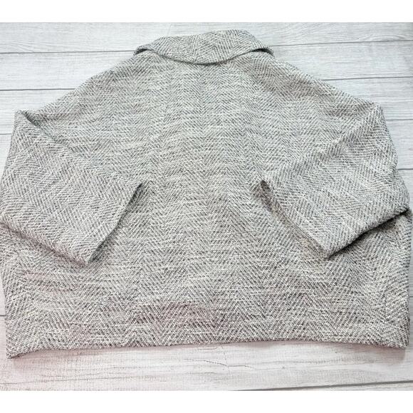 Eileen Fisher Soft White & Black Herringbone Swing Jacket Silk Lined Size S/P - Picture 7 of 9